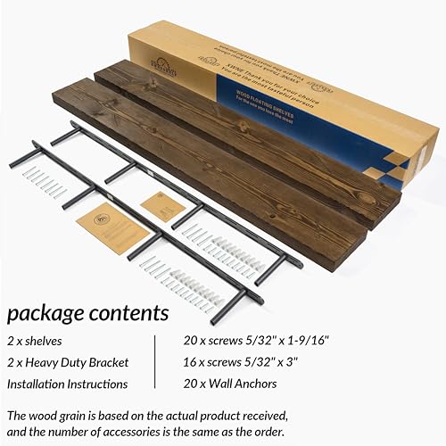 Floating Shelves 60 inch Long 8 "deep Set of 2, Heavy Duty Wood Wall Mounted Shelves for Bathroom Living Room Kitchen,Book Shelves with Thickened Hidden Bracket-Distressed Walnut - color: Distressed Black Walnut, size: 60'' x 8''x 2''(set of 2）