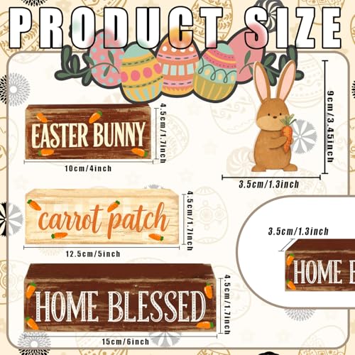 Easter Decorations - Easter Bunny Tiered Tray Decor Set - Wooden Carrot Patch Tabletop Decoration - Rustic Farmhouse Spring Home Decor Indoor for Tiered Tray Shelf Mantel Coffee Table Gift - Spring Home Decor for Living Room, Kitchen Counter - style: Bunn