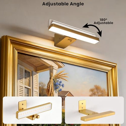 Battery Operated Picture Lights for Wall , 2 Pack Gold 3CCT Dimmable Light - color: Gold-3CCT