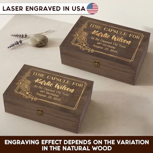 Personalized Time Capsule Box, Engraved Wooden Keepsake Box with Lid - style: 13. Time Capsule Designs