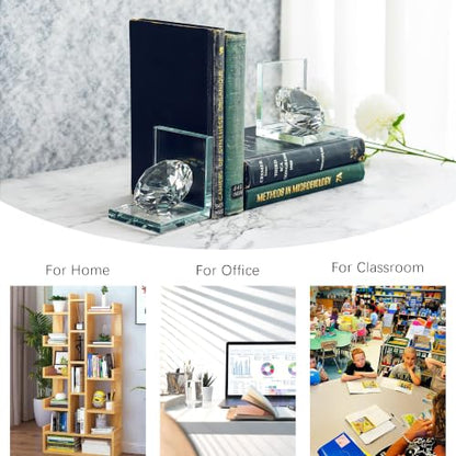 1 Pair Crystal Bookends with 80mm Clear Diamond for Heavy Books - color: Diamond