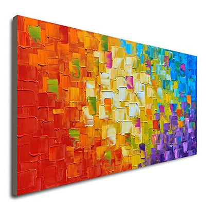 Seekland Art Hand Painted Texture Oil Painting on Canvas Abstract Wall Art Deco Contemporary Artwork Framed Ready to Hang 40x20 inch - size: 40"L x 20"W