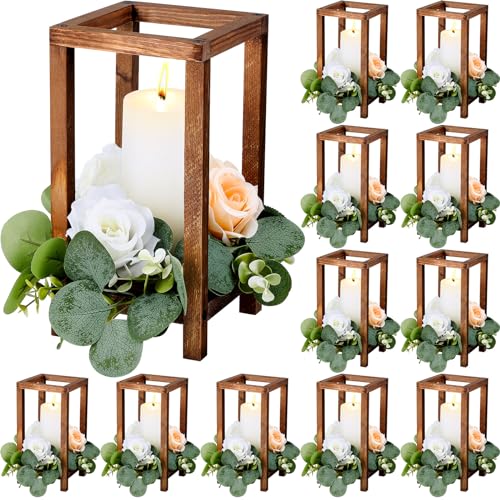 Geelin 12 Set Wooden Wedding Lanterns,10.59'',Wood Color - color: Wood Color, size: 10.59"