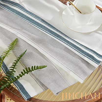 jinchan Linen Pencil Stripe Valances for Window 16 inch,Blue,1 Panel - color: Pencil Stripe | Blue Grey, size: 50"W x 16"L (Pack of 1)