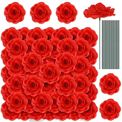 Yunlly 100 Pcs Artificial Flower for Wedding, Red - color: Red