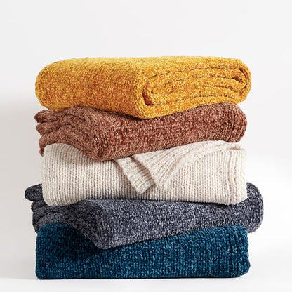 BOURINA Chenille Throw Blanket Boho Throw Outdoor Blanket,50x60Inch Grey - color: Chenille-grey, size: 50"×60"