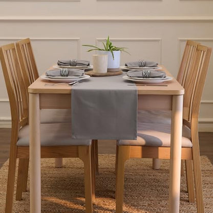 Encasa XO Table Runner, Cotton Canvas Dining Runner 13"x59" - color: Grey, size: 13x59 in