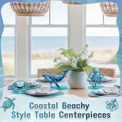 Wenqik 6 Sets Ocean Wooden Table Signs Beach Centerpiece - style: Ocean