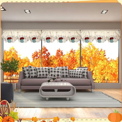 Breling Embroidered Fall Kitchen Curtain Valance for Thanksgiving - style: Pumpkin