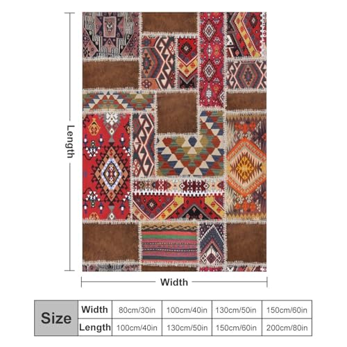 Southwest Aztec Throw Blanket, Native Bohemian Retro Patchwork Traditional Geometric Soft Flannel Blanket Warm Blankets for All Seasons, Bed Couch Sofa 30"x40" - color: Aztec-3, size: 30"x40"