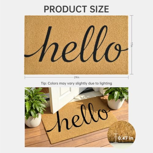 Front Door Mat Outside Non-Slip Welcome Doormat (Hello, 17x29 in) - color: Hello