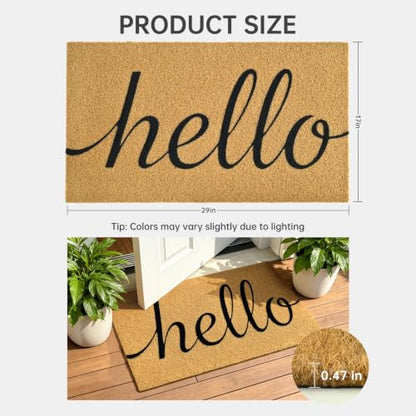 Front Door Mat Outside Non-Slip Welcome Doormat (Hello, 17x29 in) - color: Hello