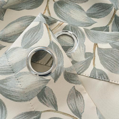 Sage Green Leaf Blackout Curtains 54 Inch Length - color: Sage Green Leaf, size: 52"W x 54"L (Pack of 2)