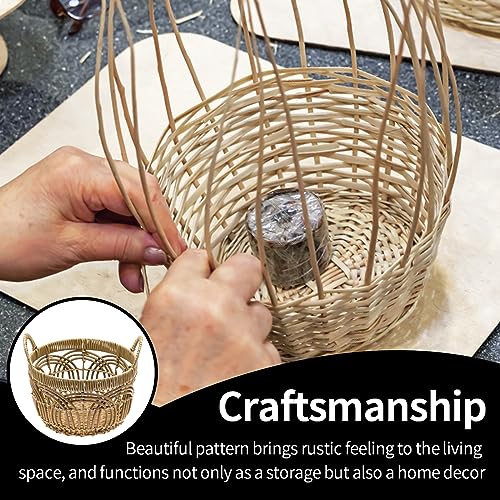 Handmade Woven Round Plastic Basket with Handle - Home Organizing, Storage Baskets, Shelf Basket, Cloth Storage, Toy Storage, Decorative Storage - Large
