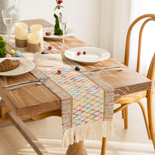 Keketoarrange Boho Macrame Table Runner 12x48 Inch - color: Colorful, size: 48"L