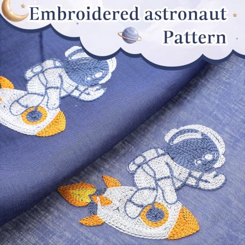 Tegeme 2 Panels Blue Astronaut Sheer Curtains for Bedroom 84 Inch - color: Blue, style: Astronaut