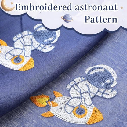 Tegeme 2 Panels Blue Astronaut Sheer Curtains for Bedroom 84 Inch - color: Blue, style: Astronaut