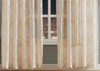 Warm Home Designs Pair of 2 54 x 84 Gold Crochet Curtains. SIC Linen 84” - color: Linen, size: 54"W x 84"L (Pack of 2)