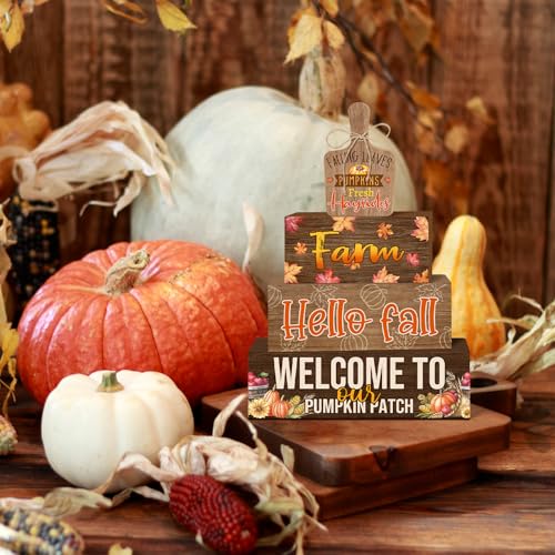 Britimes Fall Harvest Tiered Tray Decor Set, 4 Pack, Wooden - style: Fall Harvest