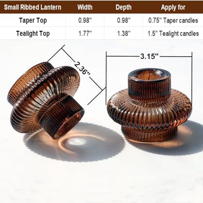 VOHO 6pcs Brown Candlestick Holders, Fall Amber Candle Sticks Holder Decor - color: Brown