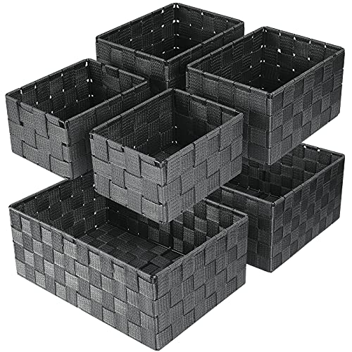Storage Baskets: 6 Pack Stackable Woven Storage Bins, Grey - color: Grey, size: 6 pack