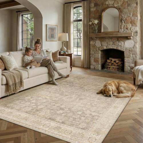 HUGEAR Beige Area Rugs 8x10 Living Room Washable Rug Carpet - color: Retro Beige, size: 8' x 10' (Rectangular)
