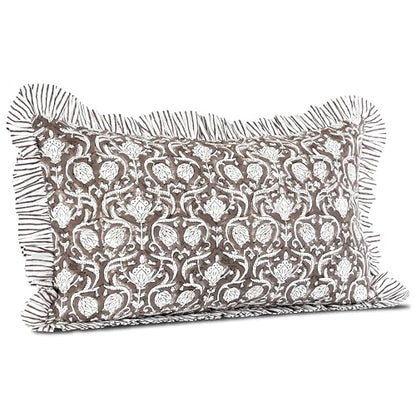 CPC Mocha Regal Block Print Ruffle Sham Pillow Cover 12x20 Inch, Pack of 1 - color: Mocha Regal, size: 20" x 12" (Pack of 1)