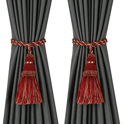 2 Pack Curtain Tie Backs Rope Tassels for Curtain Holdback - color: Mix Red, size: 2p