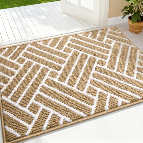 OLANLY Indoor Door Mat 32x20, Low-Profile Dirt Resistant Doormat, Beige - color: Beige, size: 32" X 20"