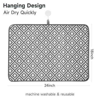 Large Dish Drying Mat 2 Pack,Cloth Tapete Escurridor De Platos,Xl - color: Dark Gray 2P 24*18