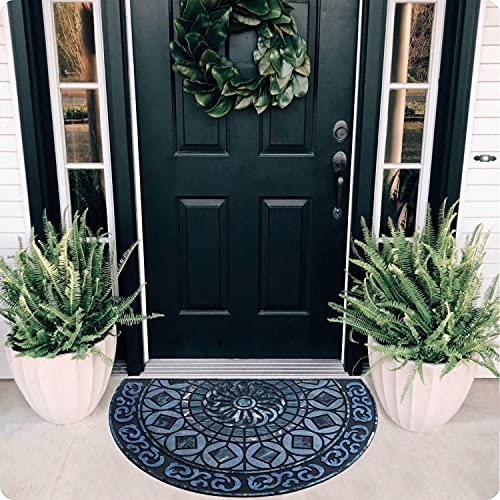 ubdyo Warm & Stylish Front Door Mat - Doormat Entrance - Blue, 23" x 36" - color: XL Blue Round