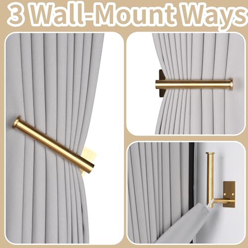2 Pack No Drill Curtain Holdbacks Adhesive Curtain Tiebacks, Gold - color: Gold