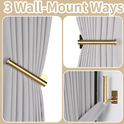 2 Pack No Drill Curtain Holdbacks Adhesive Curtain Tiebacks, Gold - color: Gold