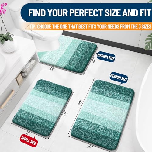 OLANLY Small Bathroom Rugs 24x16, Extra Soft Absorbent Microfiber Bath Rugs - color: Blackish Green, size: 24" X 16"