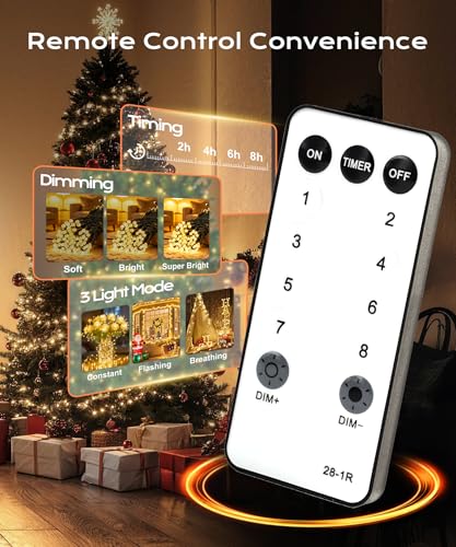 99ft 300 LED Warm White Christmas Fairy String Lights, Remote