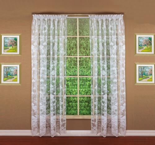 Today's Curtain Floral Vine Lace Panel 84", White, 60W x 84L - color: White, size: 60"W x 84"L (Pack of 1)