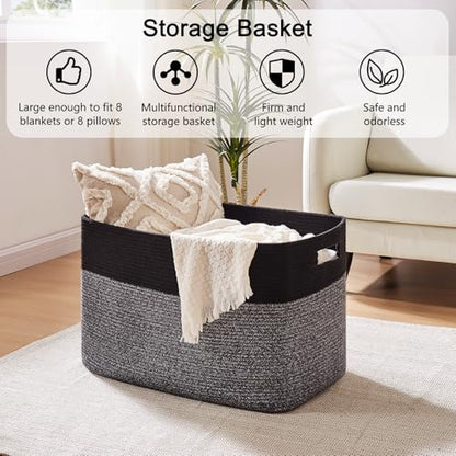 OIAHOMY 108L Extra Large Blanket Basket Dog Toy Basket Grey/Black - color: Grey/Black