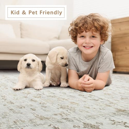 8x10 Washable Area Rugs for Living Room,Bedroom,Dining Room- Neutral Beige - color: Beige-golden, size: 8' x 10' (Rectangular)