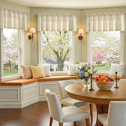 jinchan Linen Boxter Stripe Valances for Window 50 x 16 inch,Beige,1 Panel - color: Boxter Stripe | Beige on Linen, size: 50"W x 16"L (Pack of 1)