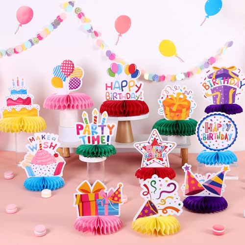 NatNarr Birthday Table Decorations Happy Birthday Honeycomb Centerpieces - style: Happy Birthday