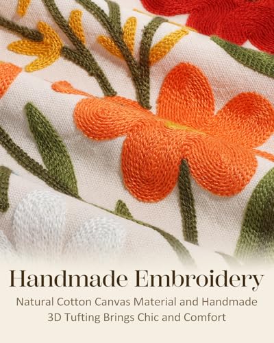 Embroidered Throw Pillow Cover 18x18 Inch, Flower Cluster - color: Flower Cluster, size: 18" x 18" (Pack of 1)