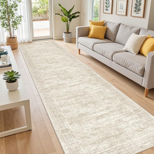 2x10 Runner Rug Non Slip,Washable Hallway Runner Rug,Beige - color: Beige/Ivory, size: 2' x 10' (Runner)