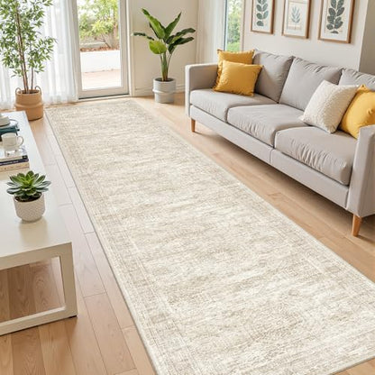 2x10 Runner Rug Non Slip,Washable Hallway Runner Rug,Beige - color: Beige/Ivory, size: 2' x 10' (Runner)