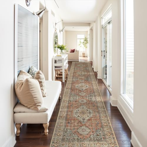 Lahome Oriental Runners for Hallways, 2.5x12 Washable Kitchen Runner - color: Terracotta, size: 2.5' x 12' (Runner)