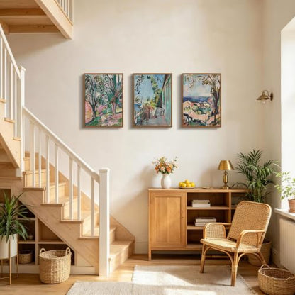 WENGTIAO 3pcs Framed Matisse St. Tropez Landscape Canvas Wall Art - color: Matisse St. Tropez Landscape, size: 12"x16"x3Pcs