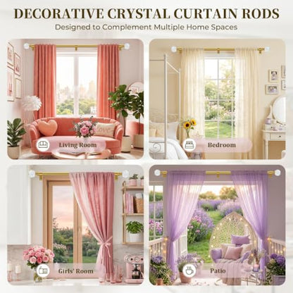 TVWOO Gold Rainbow Curtain Rod Adjust HeavyDuty Crystal Ball,36-88",2Pack - color: Gold, size: 36-88" ( 2pack )