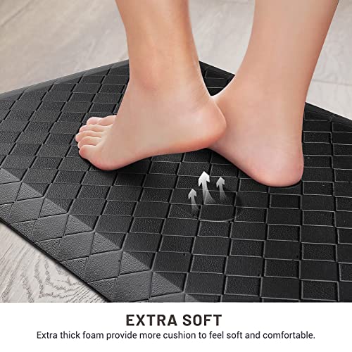 HappyTrends Kitchen Floor Mat - 4/5 Inch Thick Anti-Fatigue Kitchen Rug - color: Black, size: 36"L x 22"W x 0.8"Th