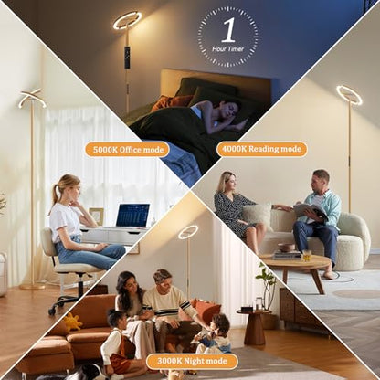 Floor Lamps for Living Room, 40W/2400LM LED Gold Floor Lamp with Touch & Remote Control, 70" Tall Standing Lamp Stepless Dimmable, Modern Torchiere Corner Lamp for Bedroom, Office- Gold