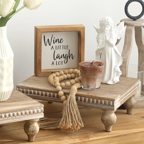 SwallowLiving Wooden Riser for display, Natural, Set of 3 - color: Natural