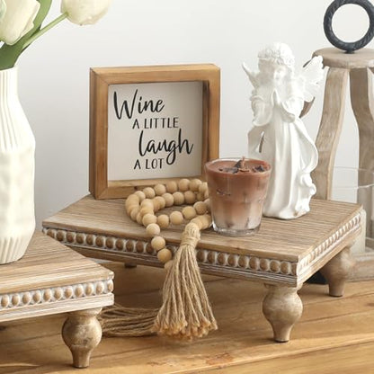 SwallowLiving Wooden Riser for display, Natural, Set of 3 - color: Natural